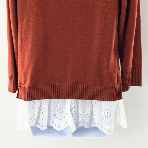 Roller Rabbit Womens Sweater Cashmere Blend 2fer Mock Neck 3/4 Sleeve Sz M - Picture 8 of 11